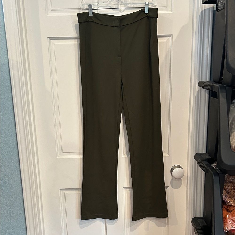 MaxMara Dark Olive Flare Pants jersey fabric size medium
